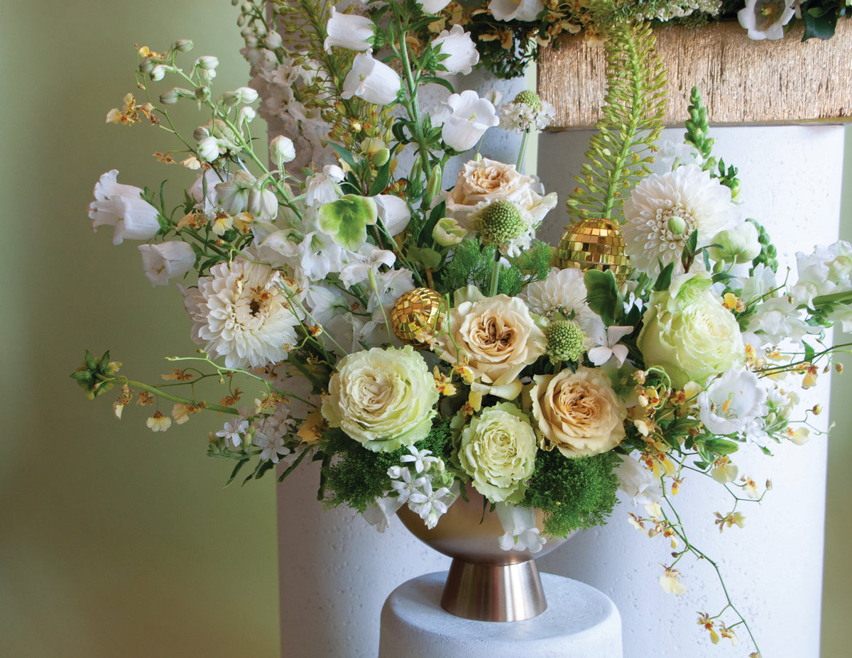 Event Florals: Golden Disco Flowers