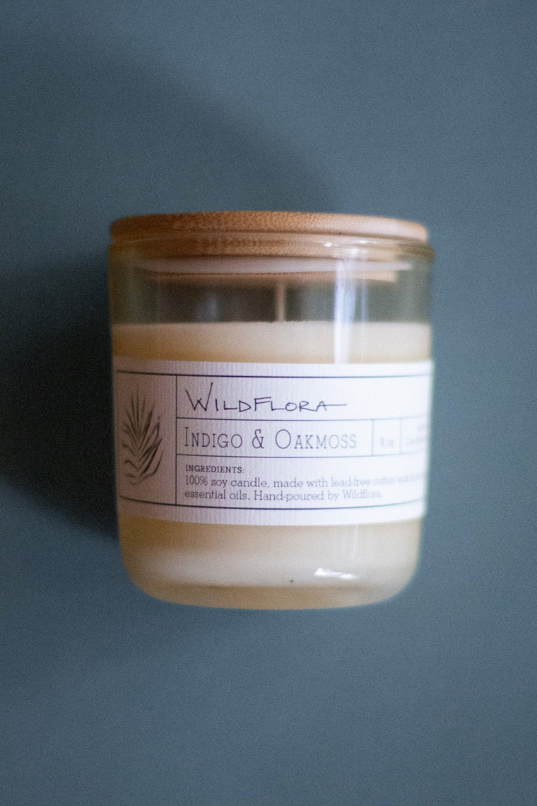 Candle: WildFlora Collection - Single Wick: INDIGO & OAKMOSS
