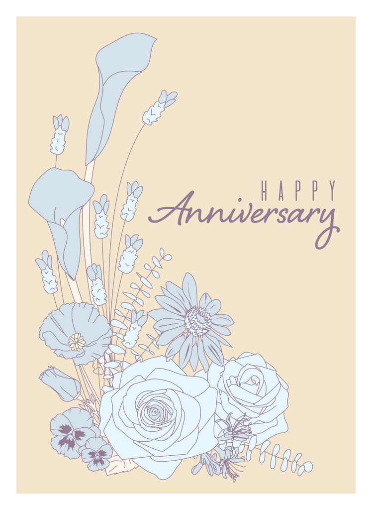 Greeting Card: Vintage Floral - HAPPY ANNIVERSARY