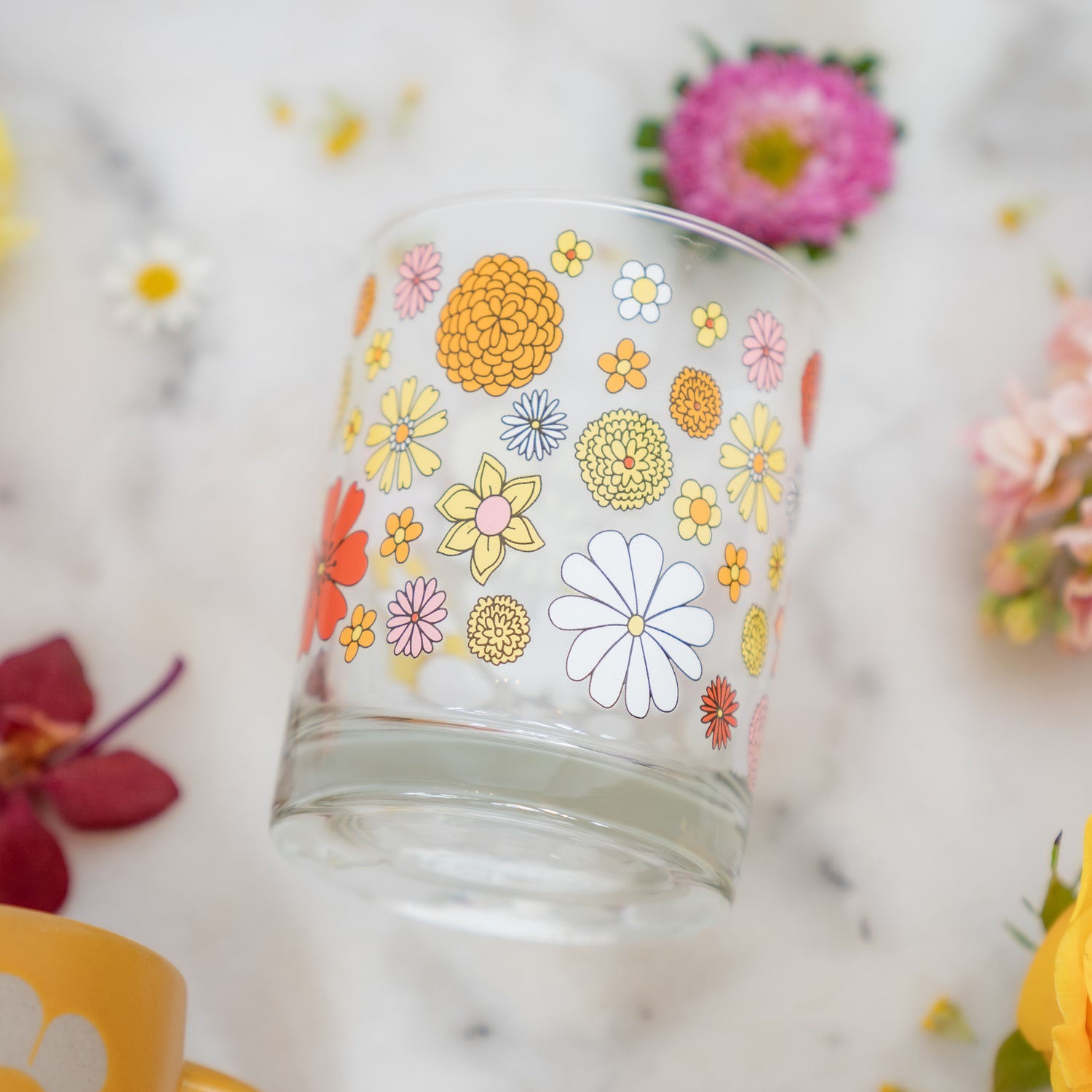 Flower Power Rock Glass Tumbler