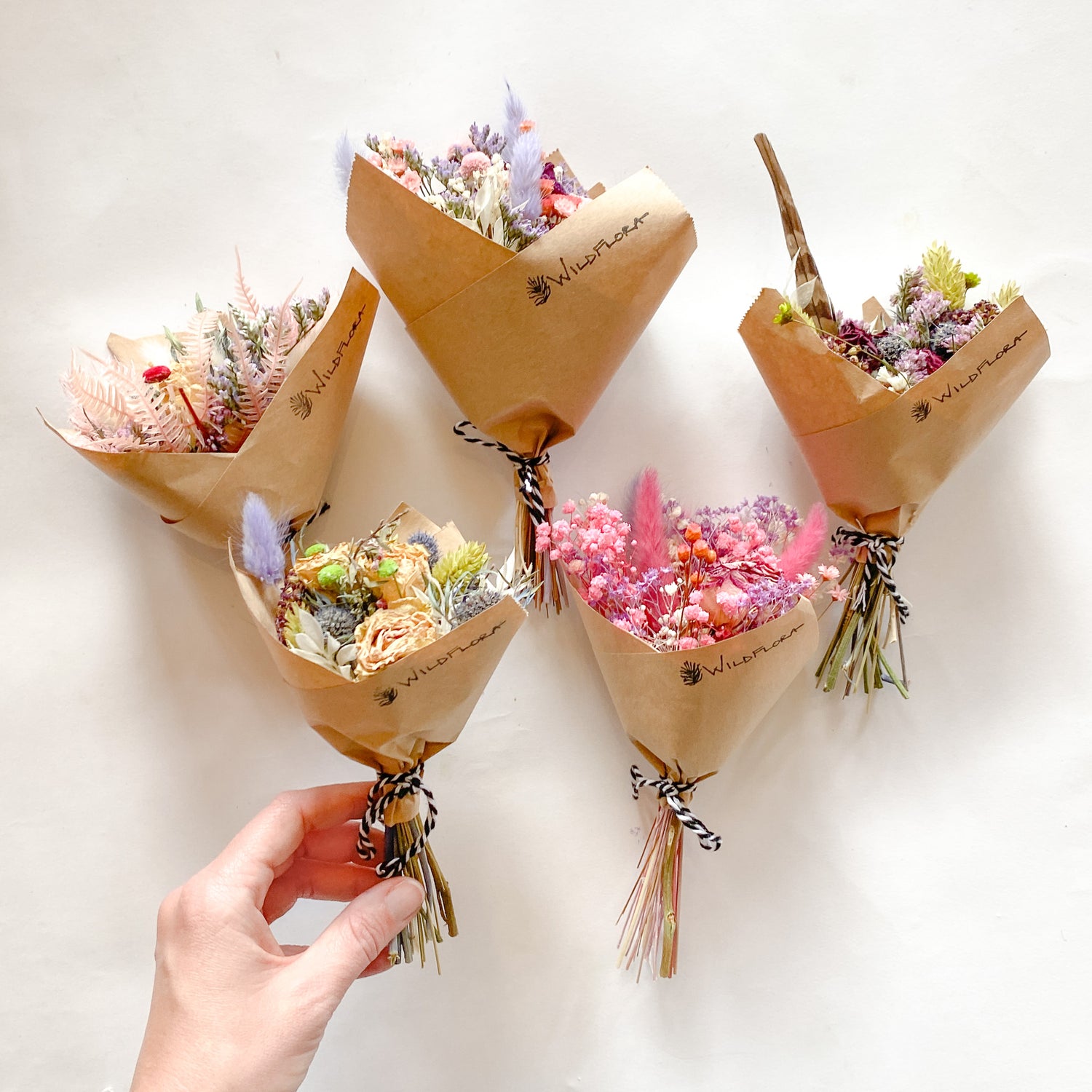 Pink Dried Flower Mini Bouquet By Shropshire Petals